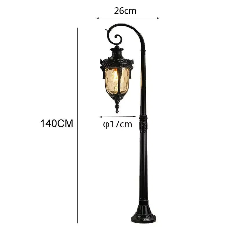 lampe jardin classique ornements sculptés opale noir extérieure ip65 led éclairage public base solide