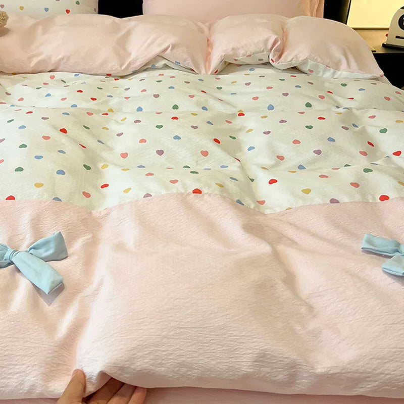 drap housse coton brodé couleurs vives motif points enfant oreiller sunshine chambre fille