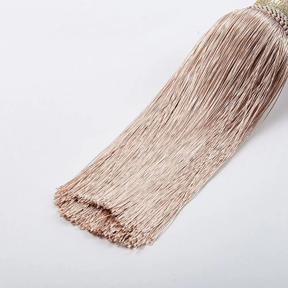 pompon rideau classique beige clair tissu finement tressé opaque sans multicolore