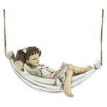 statue jardin résine enfant dormant hamac fille garçon beige blanc verte marron