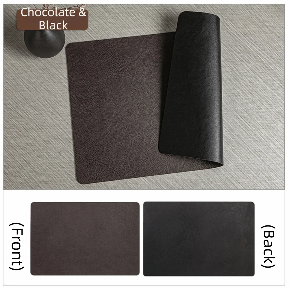 tapis table simili cuir moderne marron noir bleu foncé jaune vif antidérapant cuisine salle