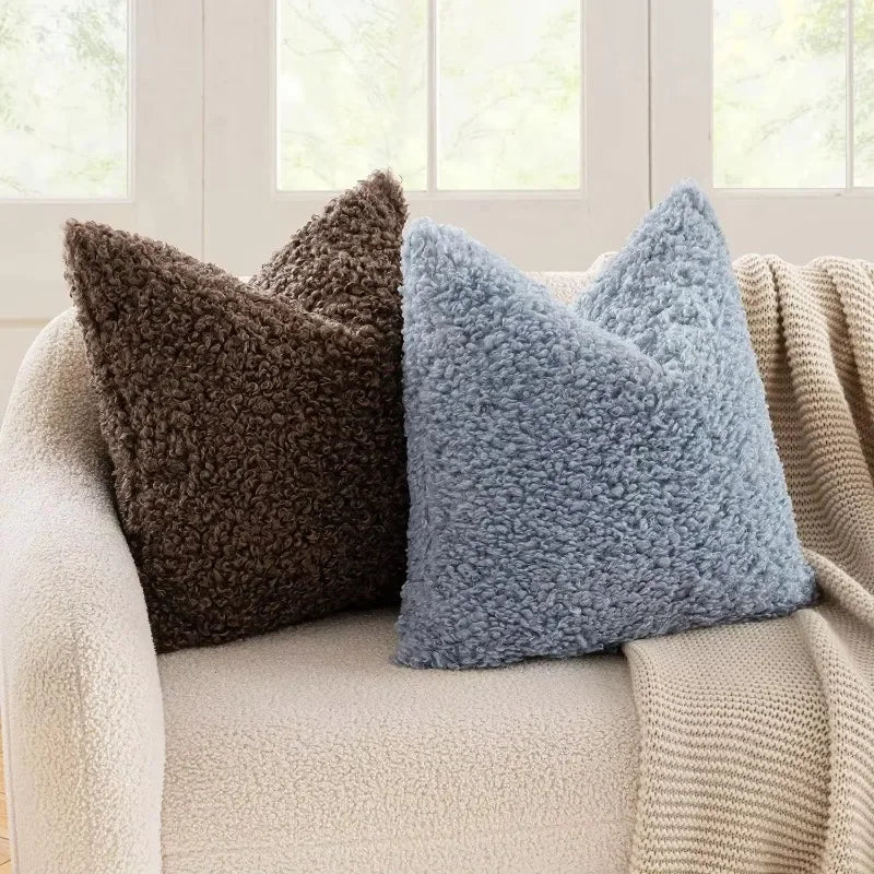 housse coussin peluche bouclée douce canapé décoration maison confort nordique