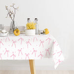 nappe blanche rose imperméable huile réutilisable arcs roses points dorés festive maison