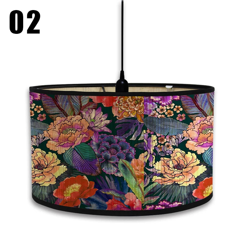 abat jour moderne fleur feuille tissu bambou ethnique floral opacité