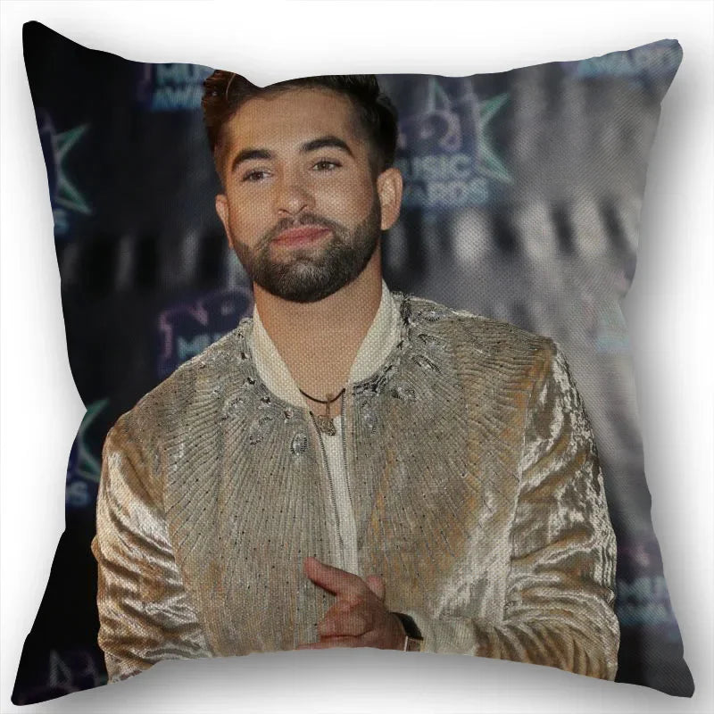 taie d'oreiller carrée 45x45cm moderne motif Kendji Girac imprimé uni côté opaque polyester