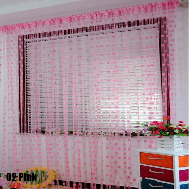 rideau decoratif fil cœurs semi transparent moderne salon