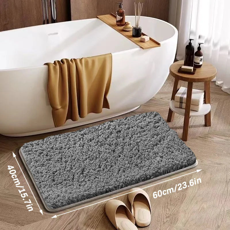 tapis bain gris bleu marine uni doux moderne confortable salle bain antidérapant polyester respectueux