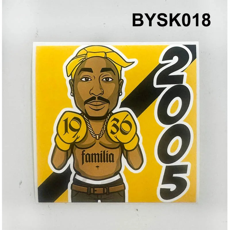 stickers pop art jaune noir blanc avion personnages hébreu logo familia depuis 2005 mur