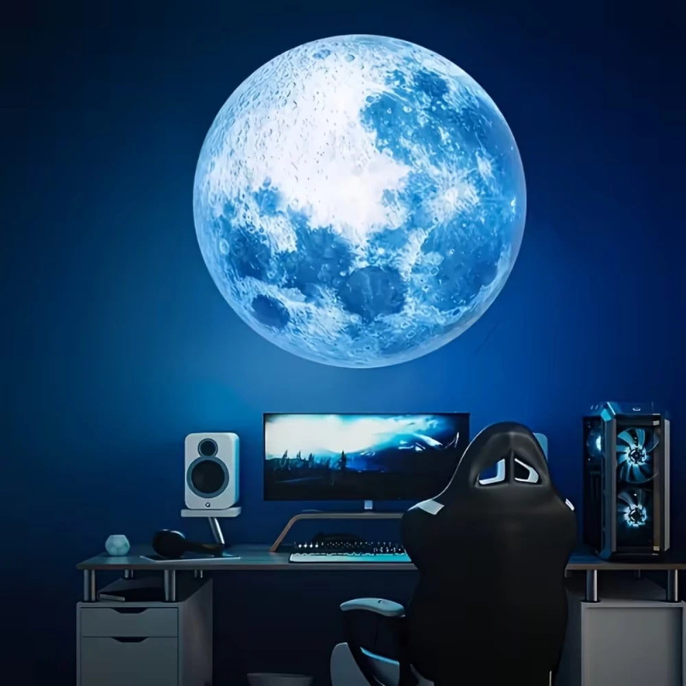 projecteur mural lune led noir adhésif diapositives blanc bleu jaune