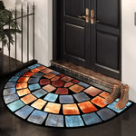 tapis porte imitation pierre mosaïque orange rouge marron bleu gris noir décoration intérieure salon