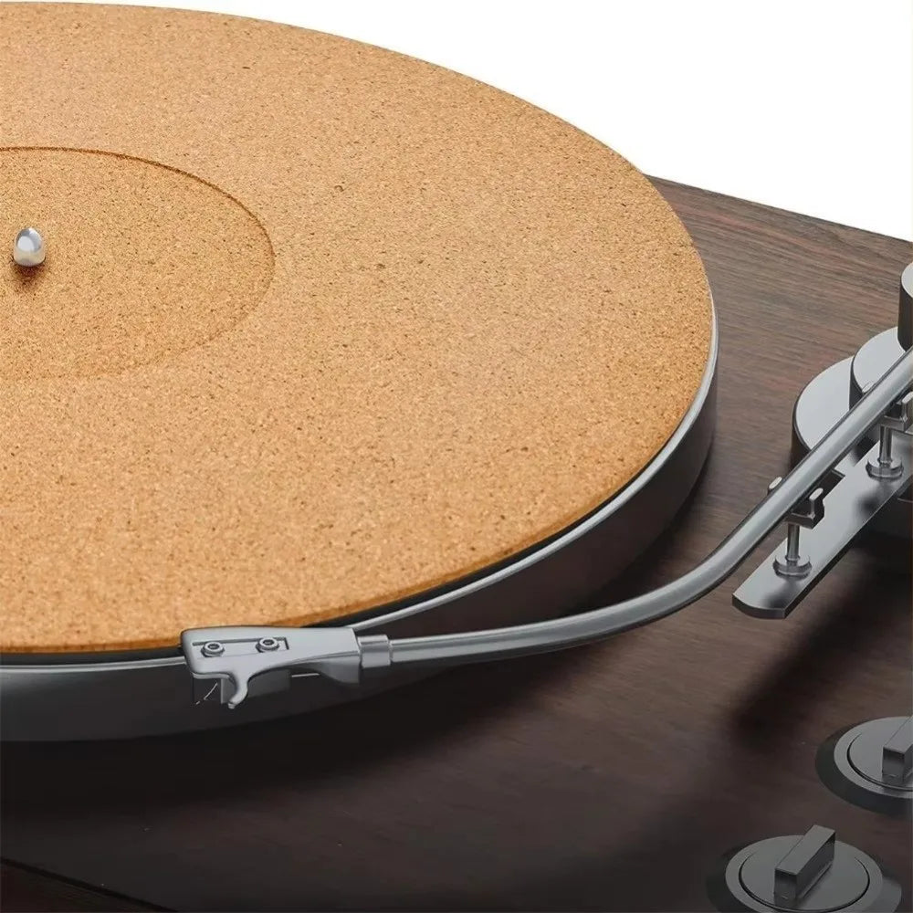 tapis anti vibration antidérapant vinyle texture naturelle moderne marron clair plateau tournant fixations invisibles