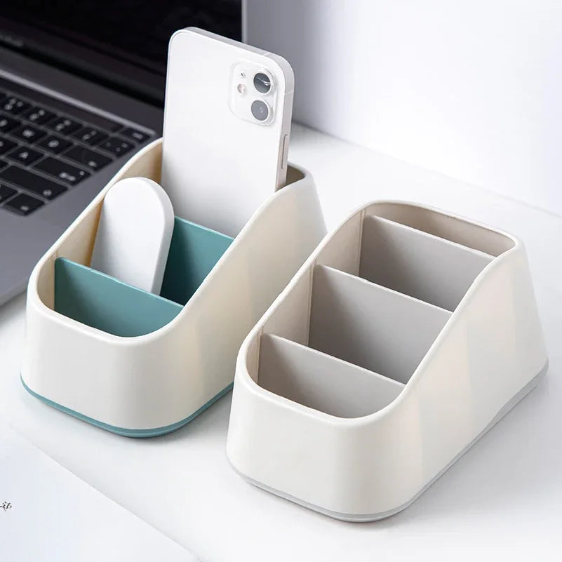 organisateur rangement moderne quatre étages beige clair vert pastel rangement stylos lunettes cartes télécommandes