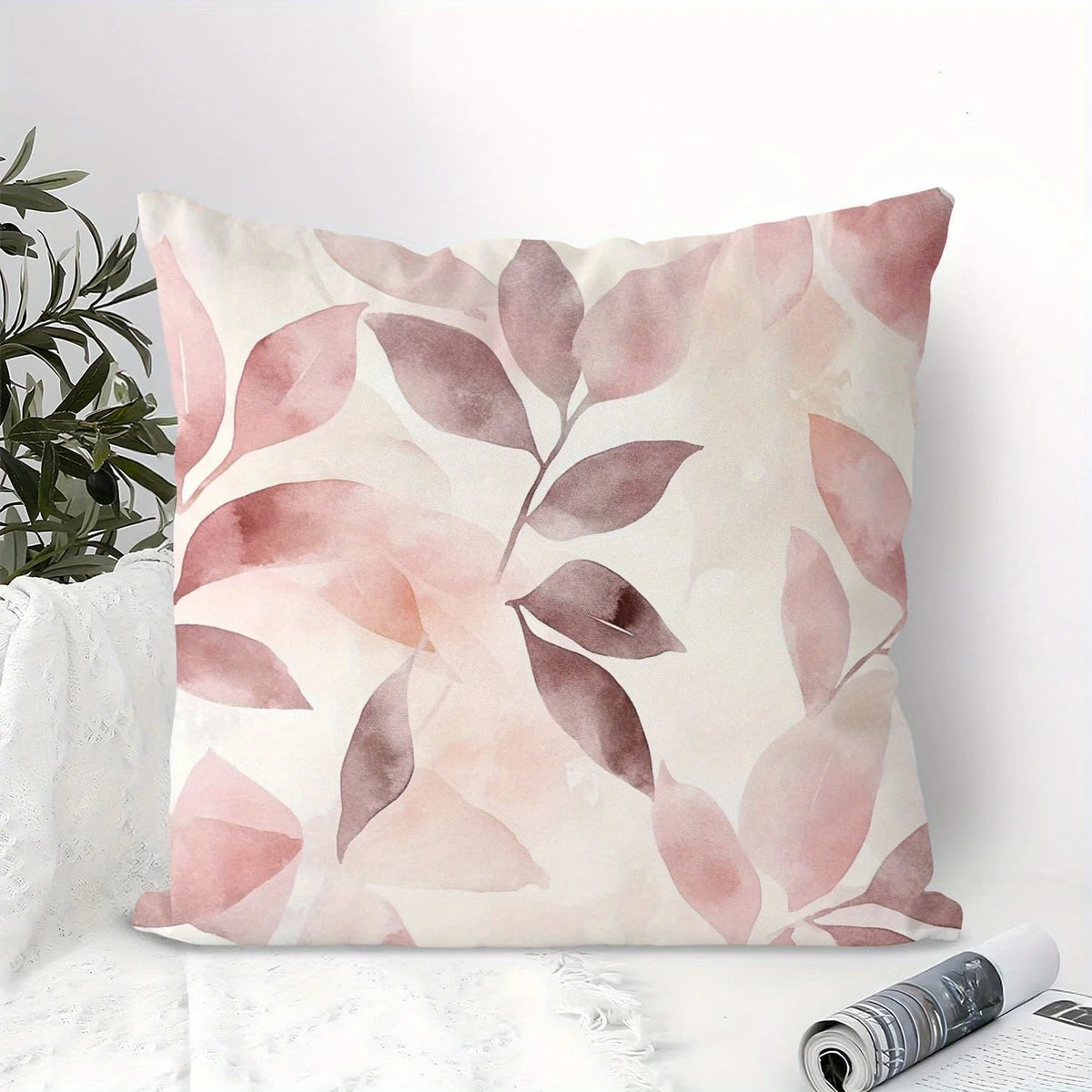 taies d'oreiller décoratives imprimées floral motifs fleurs oiseaux polyester vert clair blanc zip 45x45cm