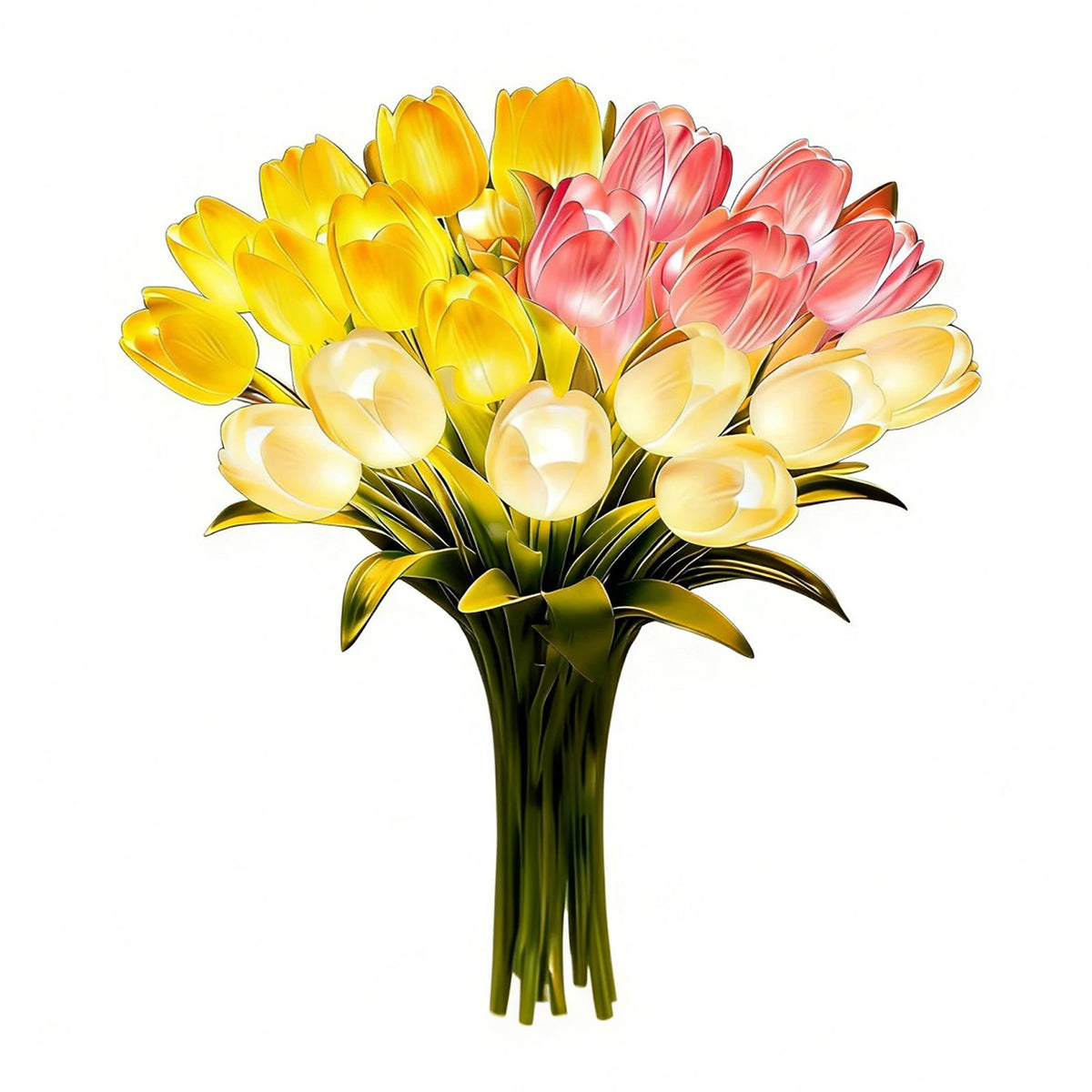 bouquet tulipes lumineuses rose jaune blanc moderne décoration intérieure transparent bocal chambre festive