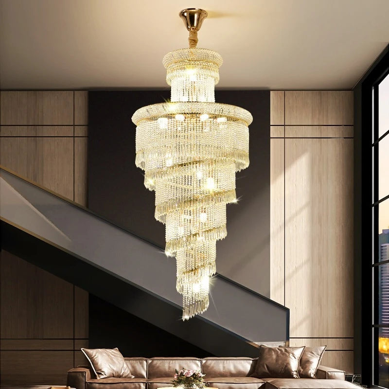 lustre suspendu cristal doré brillantes classique élégant haute luminosité encastrée