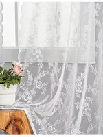 rideaux voilage floral dentelle translucide blanc vintage champêtre décoration intérieure tringle métallique noire chambre