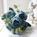 bouquet fleurs artificielles rose pivoine gypsophila mariage anniversaire décoration intérieureextérieur 30cm