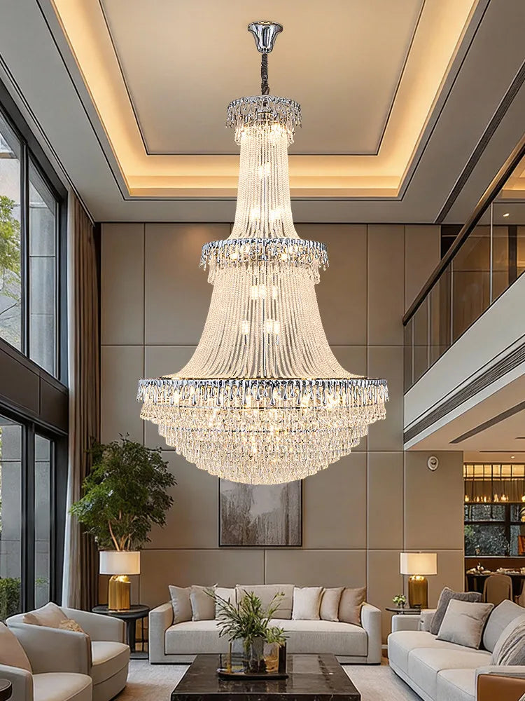 lustre cristal transparent argenté géométriques classique facile chambre salon