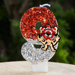 bougie chiffre rouge blanche paillettes figurine singe décoration anniversaire enfant festive stranger things