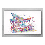 Image abstraite représentant une créature marine aux motifs colorés et dynamiques.