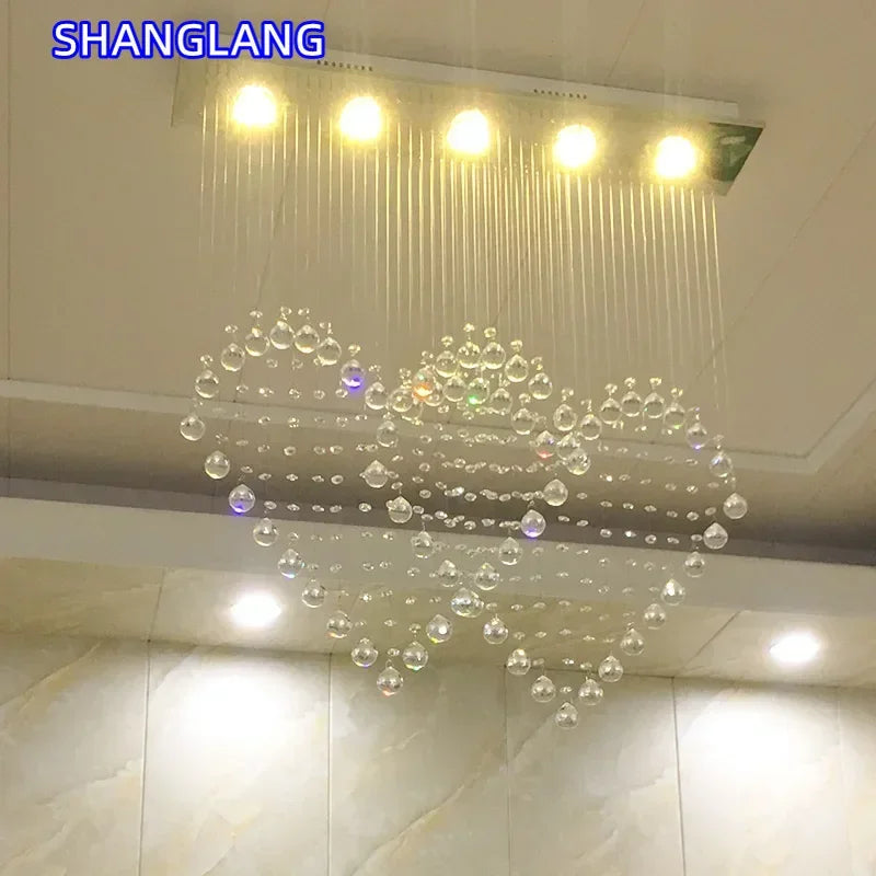 suspension lumineuse moderne coeur transparente salle manger chambre lumière chaude 3000K