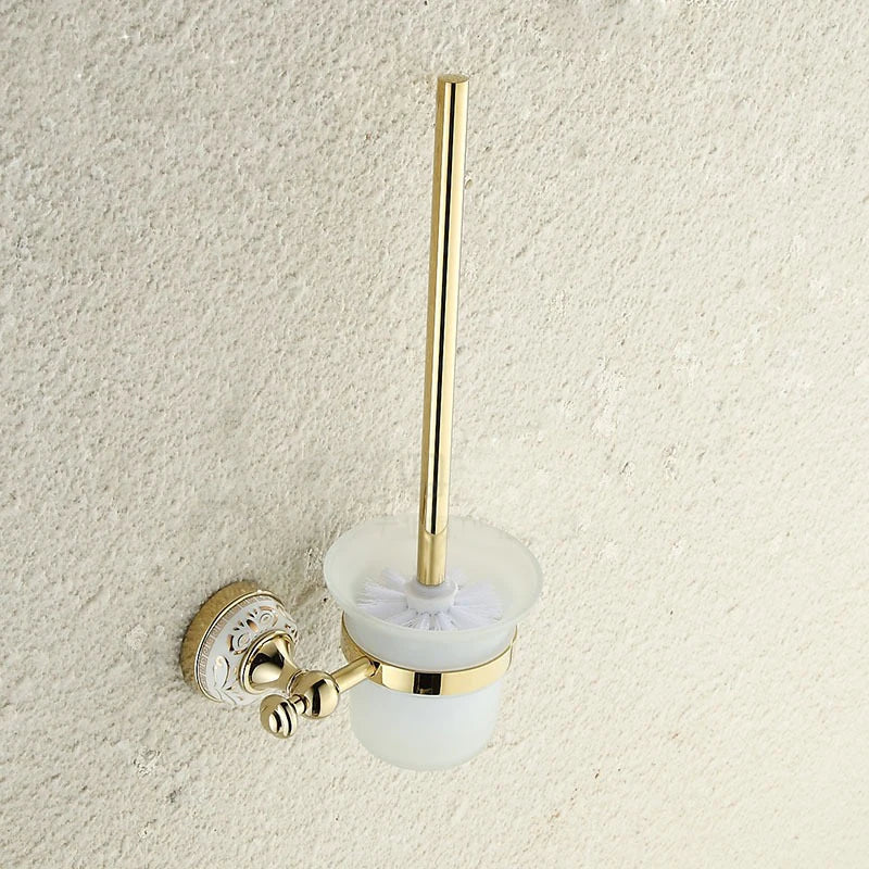 accessoires salle bain doré ornements floraux classique porte serviettes porte roulons fixations