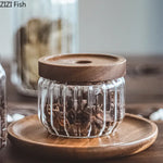 boîte hermétique verre couvercle bois rangement cuisine imperméable qualité alimentaire japonais transparent vertical moderne