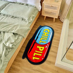 tapis antidérapant chill pill capsule pop art bleu rouge noir salle bain chambre couloir