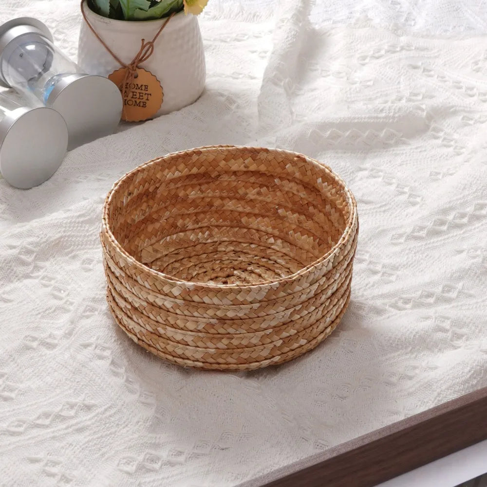 paniers rangement tissage spirale rustique couleur naturelle boîte rangement réutilisable respectueux environnement différents