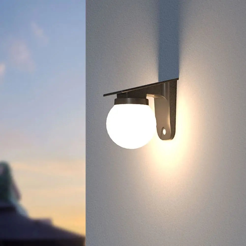 lampe solaire murale ip65 panneau solaire globe lumineux noir blanc