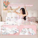 ensemble literie jetable voyage motif lapins lucky carottes mignon blanc rose bleu orange adorable