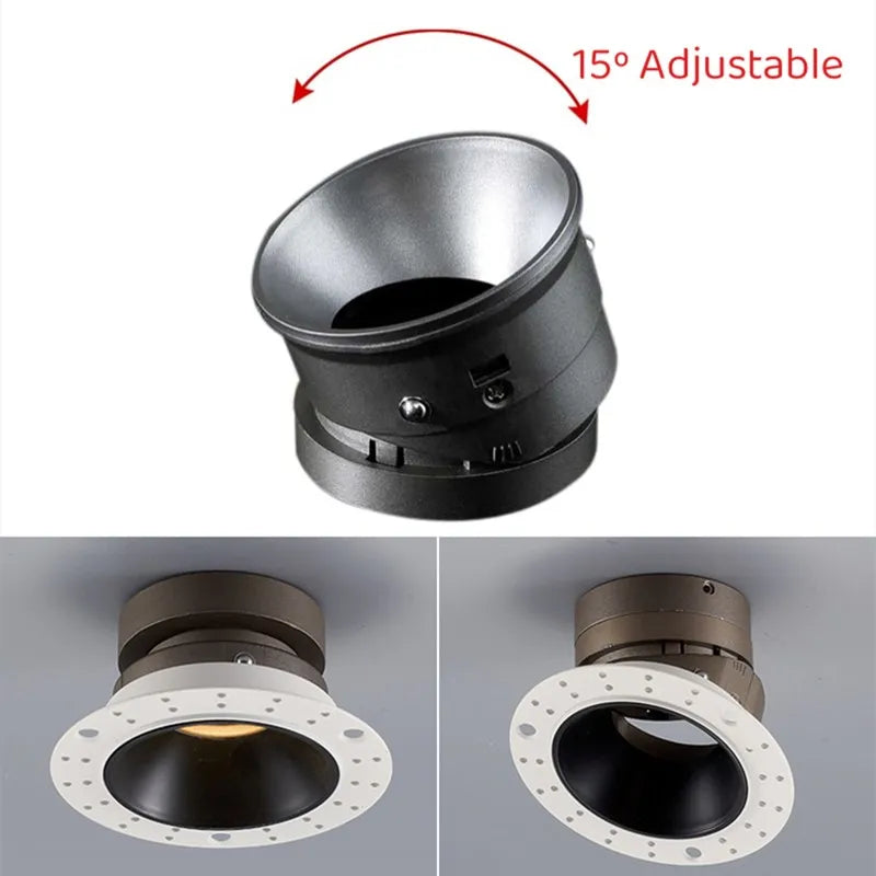 Spot LED moderne noir blanc encastrable vis diamètre 100mm hauteur 50mm