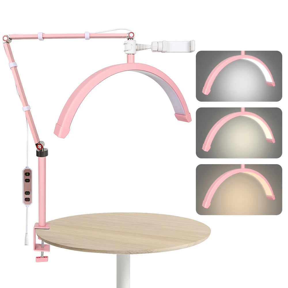 lampe maquillage blanc moderne clip support téléphone réglable éclairage guide inclusion