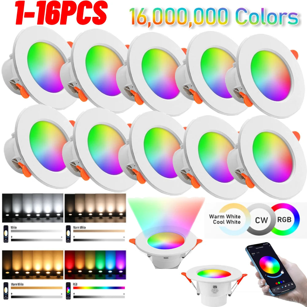 Spot LED Blanc Multicolore Compatible Bluetooth Fixation Vis Moderne 10W 113x50mm