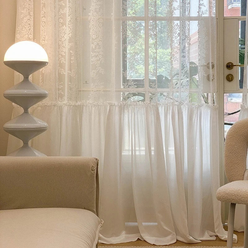 rideau dentelle blanc transparent classique salon chambre salon maison luxe