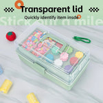 organisateur rangement boîte multi étages vert clair blanc compartiments plastique transparent utilitaire outils fournitures