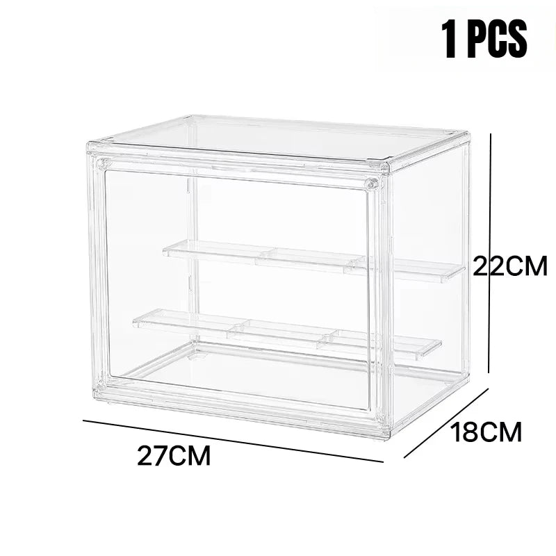 boîte rangement transparente pliable acrylique moderne figurines pièces organisateur jouets display storage box