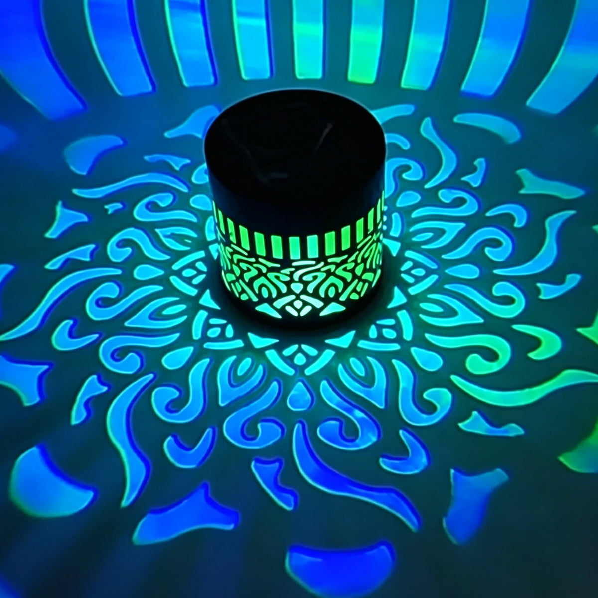 lampe solaire extérieure ip65 moderne mandala noir doré décoration murale festive led