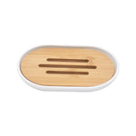 ensemble salle bain bambou distributeur savon porte brosse dents porte savon tasse noir