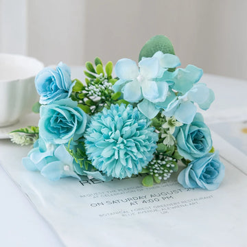 Bouquet fleurs artificielles rose blanc violet rouge bleu vase verre décoration intérieure moderne élégante