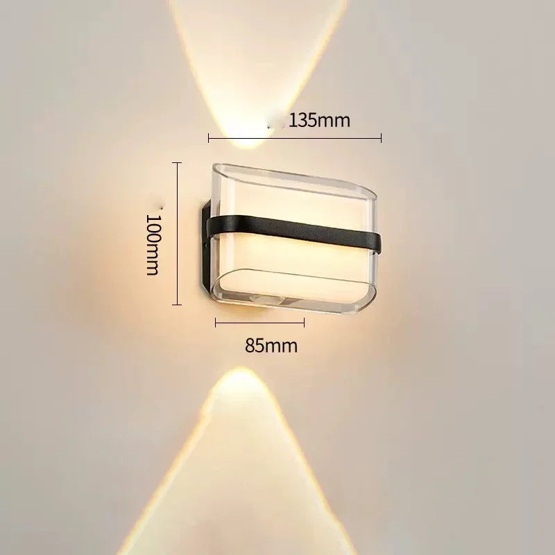 applique murale moderne led noir blanc ip65 verre borosilicate aluminium