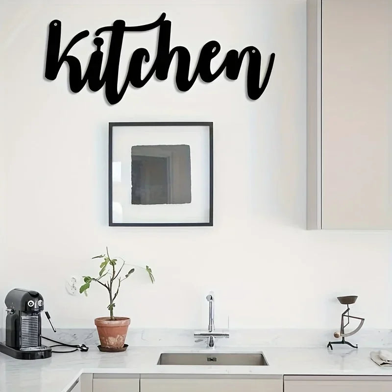 décoration murale lettre stylisée moderne adhésive noire métal 30cm 12cm
