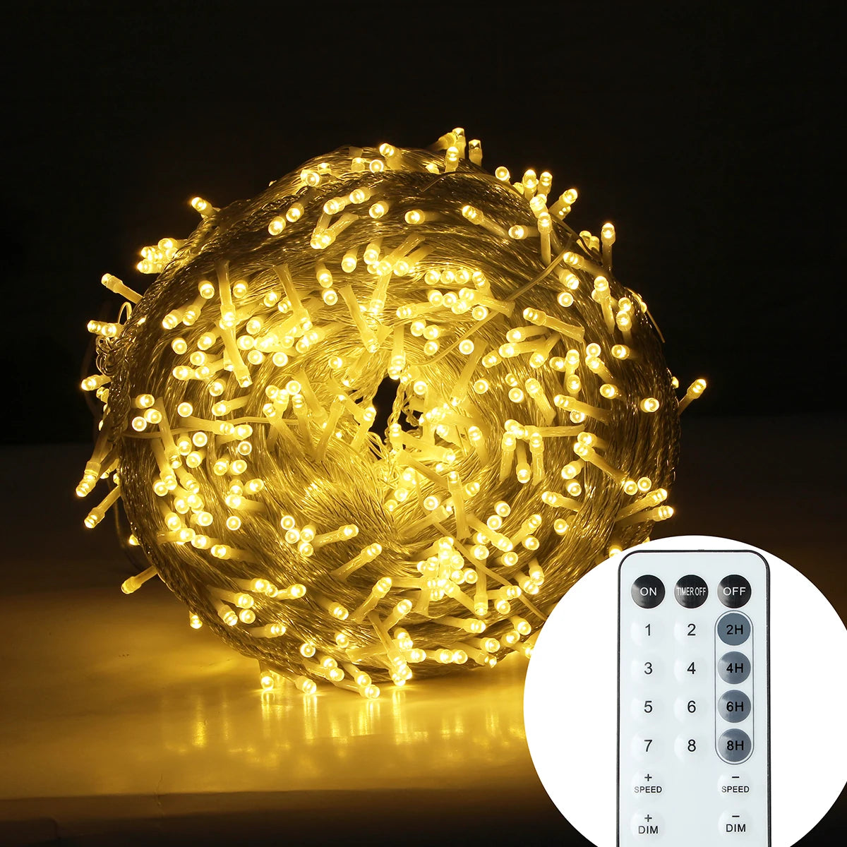 guirlande lumineuse blanc chaud 800 led 220v ip44 moderne clips télécommande