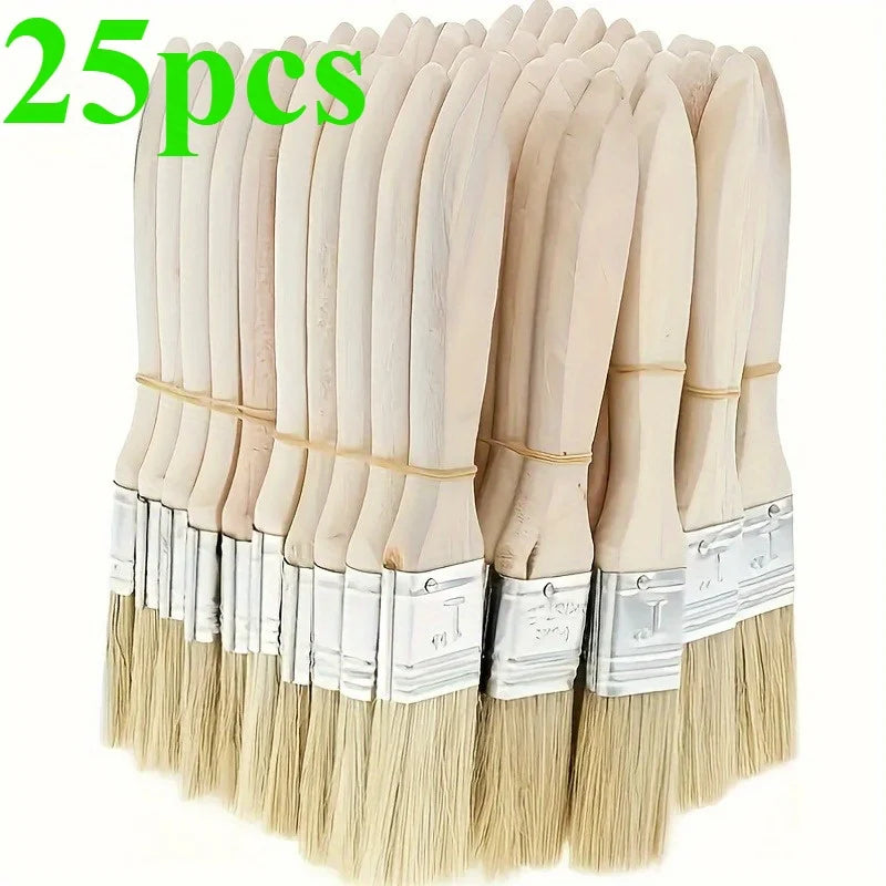 pinceaux peinture poils naturels manche bois 25 pièces 16cm traditionnels bricolage artisanat