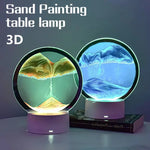 lampe table 3d sable mouvant vert bleu noir ambiance montagnes eau moderne veilleuse led