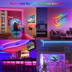 ruban led néon multicolore synchronisation musicale application bluetooth ambiance chambre fête noël
