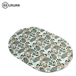 tapis table moderne fleurs feuilles citrons blanc vert jaune rouge beige