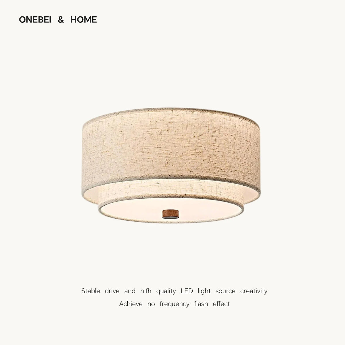 lampe moderne tissu fini beige clair éclairage led surface télécommande