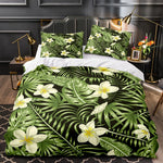 Motif feuilles tropicales impression 3D sur housse de couette