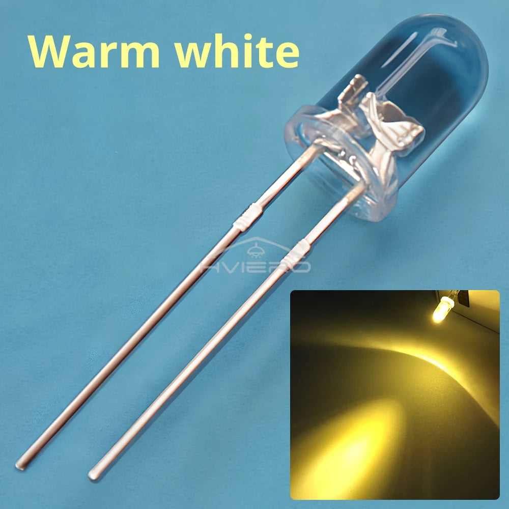 diodes led bleu vert rouge blanc chaud jaune rose violet orange 20000h 5mm round